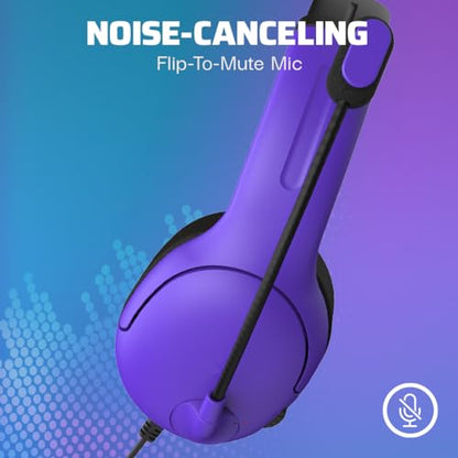 PDP AIRLITE Wired Stereo Gaming Headset, Officially Licensed Sony PlayStation 5, PS5/PS4/PS3/PC, Lightweight Durable Headphones, 3.5mm Audio Jack, Noise-canceling Flip-to-Mute Mic, Ultraviolet Purple