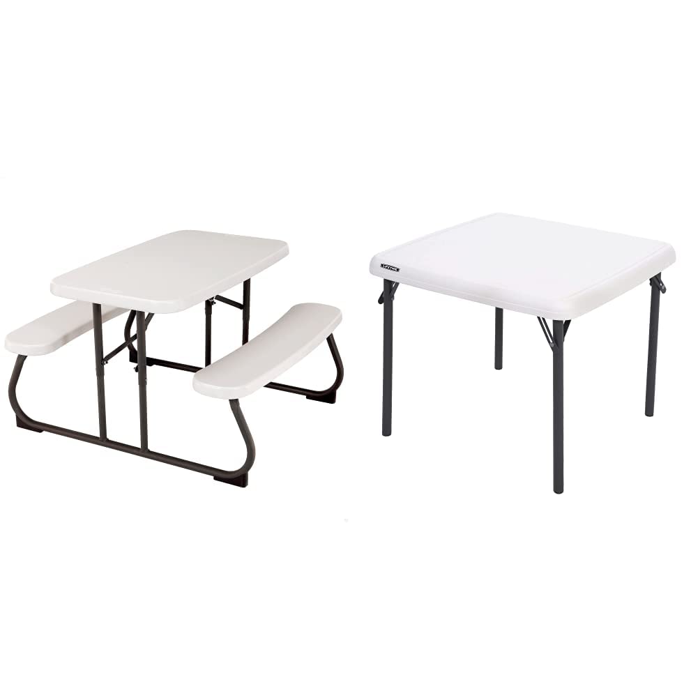 Lifetime 280094 Kid's Picnic Table, Size 1, Almond & 80425 Kids Folding Table, Almond, 24”