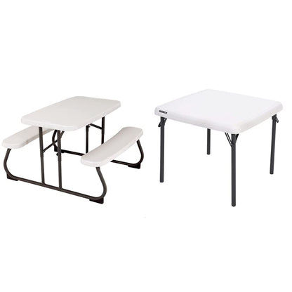 Lifetime 280094 Kid's Picnic Table, Size 1, Almond & 80425 Kids Folding Table, Almond, 24”
