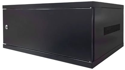 Electriduct 4U Wall Mount Rack Enclosure Network Cabinet Solid Door Black Powder Coated Steel with Lock