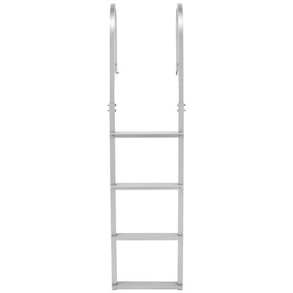 VEVOR Removable Dock Ladder, 4 Steps, Aluminum Alloy Pontoon Boat Swim Ladder, with Non-Slip Wide Steps, 500 lbs Weight Capacity, Quick Release Design, for Lake Swimming, Pool, Boat, Marine Boarding