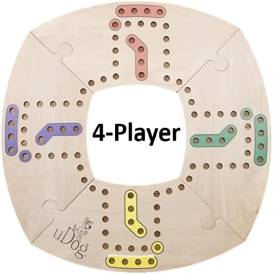 uDog Board Game | Old-Fashioned Fun for 2–12 Players | Made in The USA | Durable Wooden Pieces to Last a Lifetime | Family Game Night (4-Player)