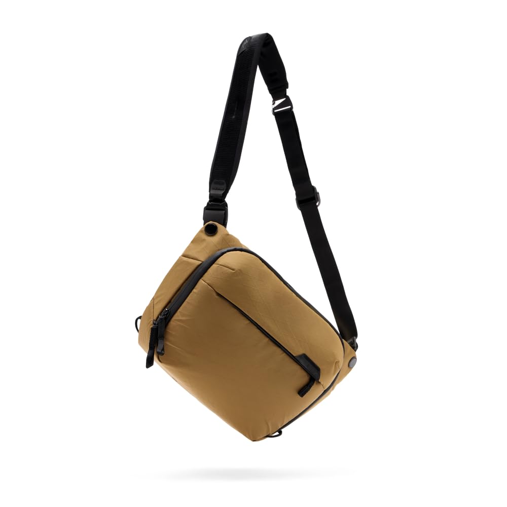 Peak Design Everyday Sling 6L, Coyote, Padded Adjustable Shoulder Strap for Crossbody or Waist Carry, FlexFold Dividers, Ideal for Carrying Cameras or Everyday Essentials, Sling Bag for Men and Women
