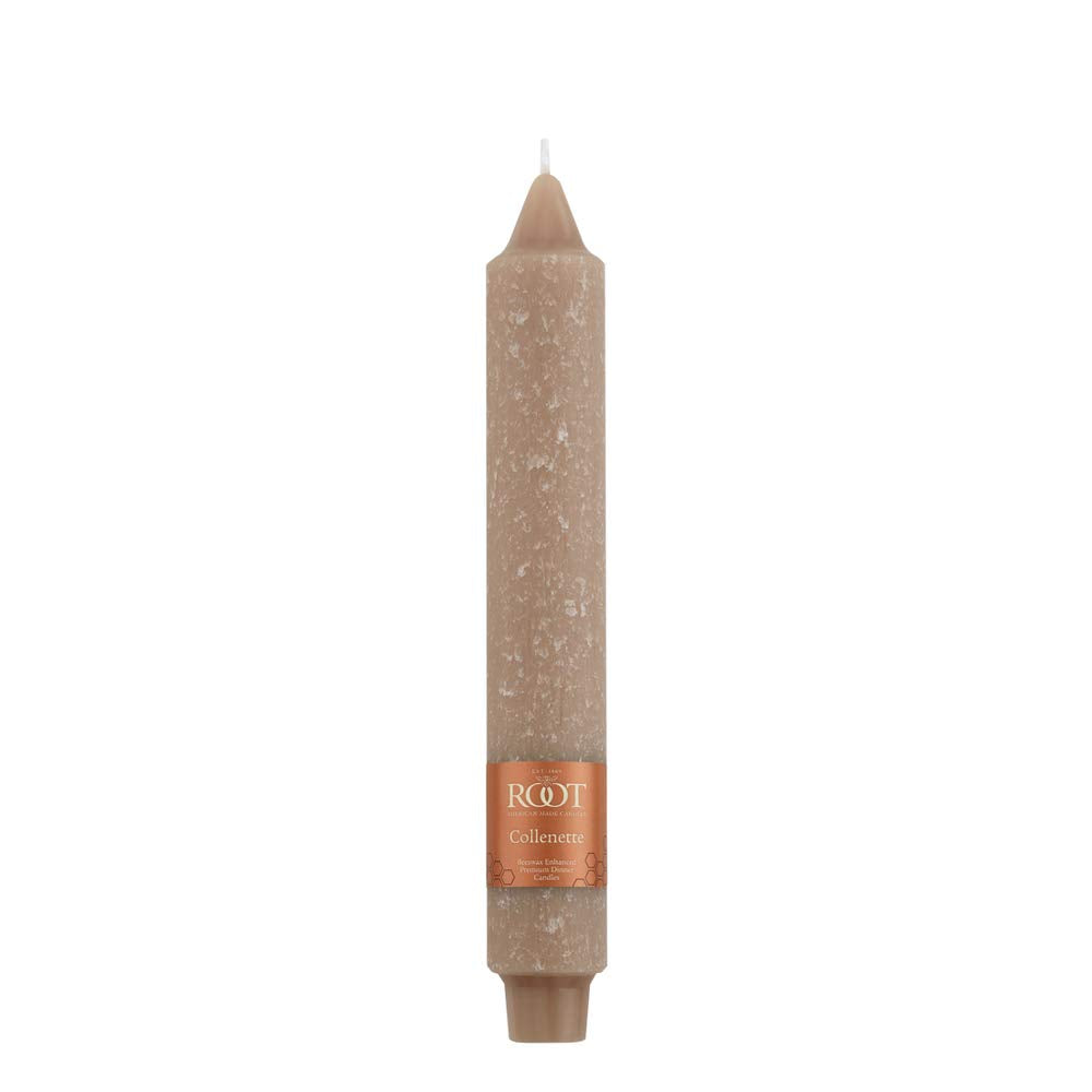 Root Candles Unscented Dinner Candles Premium Handcrafted Boxed Candle Set, 9-Inch, Taupe, 4-Count