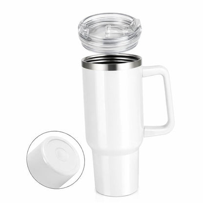 40 oz Stainless Steel Insulated Tumbler With Handle and Straw, Leakproof Lid, Double wall Vacuum Travel Mug, Keeps Drinks Hot and Cold 24h, Large Reusable Water Bottle, Car Cup Holder Friendly.