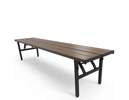 GL GLOBAL LIFE Collapsible Portable Folding Benches Seat for Outside Seating Soccer Sports Team Camping Foldable Bench Iron Tubes,Brown-59.25"