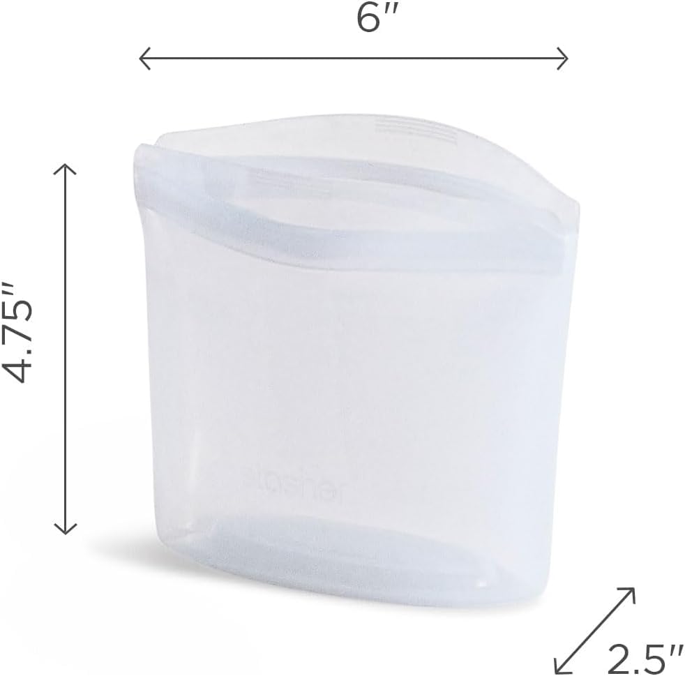 Stasher Premium Silicone Reusable Food Storage Bowl, Clear, Microwave, Sous Vide, Dishwasher, Oven and Freezer Safe, BPA Free, Leak-free, Eco-friendly, 4-Cup Bowl
