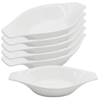 Chefcaptain Set Of 6 Porcelain Oval Casserole Dishes For Oven, 16 Oz Au Gratin Baking Dishes With Handles, Lead & Cadmium Free, Microwave Dishwasher Safe