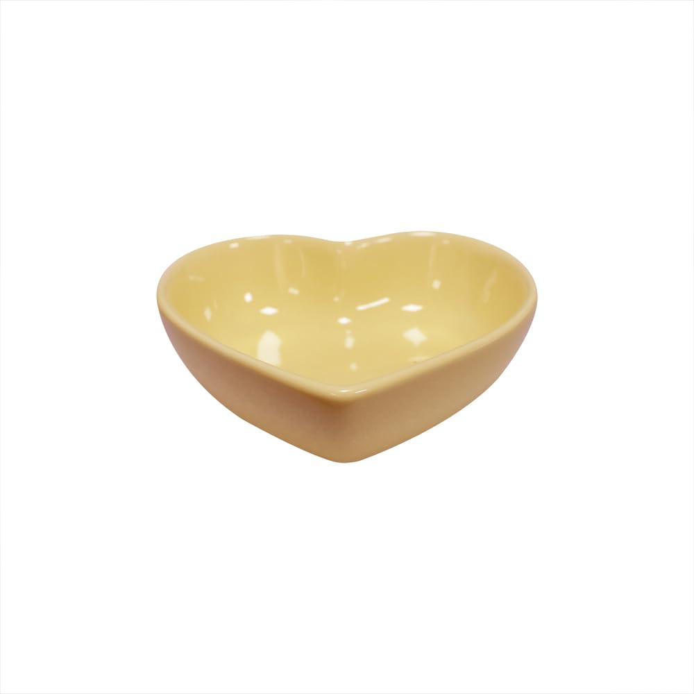 Xmomx 6 pcs Yellow Heart Shaped Porcelain Soy Sauce Dish Ceramic Dip Dipping Bowls for Dinner Baking BBQ and Cooking