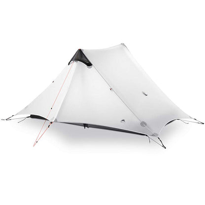3F UL GEAR Lanshan 2 Person Tent Hiking Ultralight Camping Tent Professional 15D Silnylon Rodless Trekking Pole Tent Waterproof Backpacking Outdoor for Camping, Bivvy (2P Gray 4 Season)