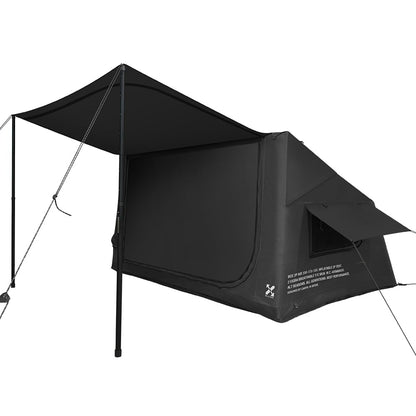 CAMVIL 2025 Upgraded Canvas Inflatable Camping Tent with Pump, Easy Setup Blow Up Air Tent for Camping,No Assembly Needed Air Tent with Mesh Skylight Windows&Doors (Black)