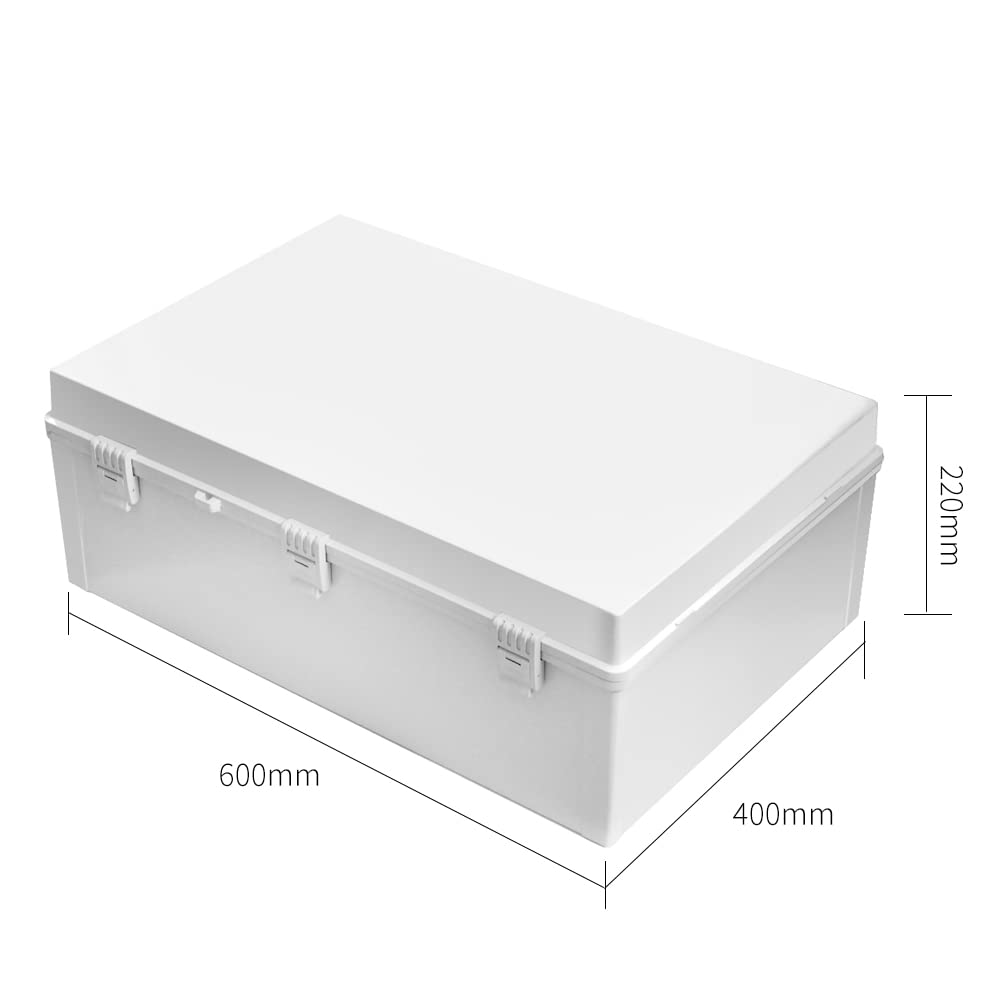 Large Electrical Junction Boxes Hinged Outdoor ABS Plastic Buckle Deep Wall Mount,Dustproof Waterproof IP67 Universal Durable Electrical Big Enclosure with Lock (23.62"x15.75"x8.66")