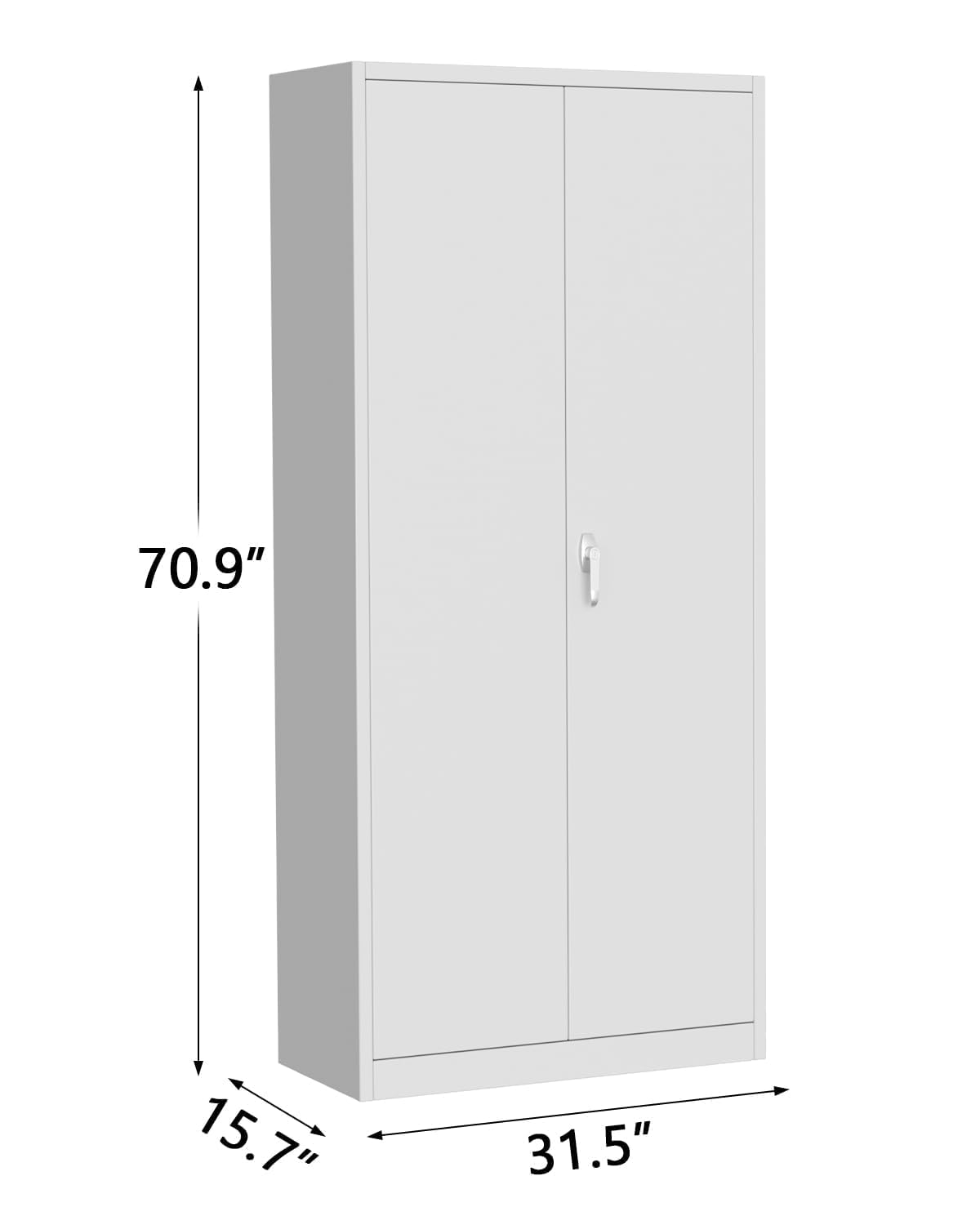 MegaChoice 71" Metal Garage Storage Cabinet with 2 Doors and 4 Adjustable Shelves, Steel Lockable File Cabinet, Locking Tool Cabinets for Pantry, Garage, Office, Shop, Organization, Etc, White