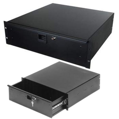 Penn Elcom 3233LK 3 Space (3U) Steel Rack Drawer with Slam Latch & Keyed Lock, 15.25 Inch Deep