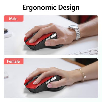 acer Wireless Mouse for Laptop, 2.4GHz Computer Mouse 3 Adjustable DPI Office Cordless USB Mice with USBA Receiver, 6 Buttons, 1600 DPI, Medium to Large Sized Hands Compatible with PC, Laptop, Desktop