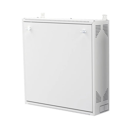 Wall-Mount DVR/NVR Security Enclosure, Lockable Steel Cabinet with 1U Adjustable Rail, Ventilated, 22″ W x 21.2″ H x 5.9″ D, White (RAL 7035) – STURDX