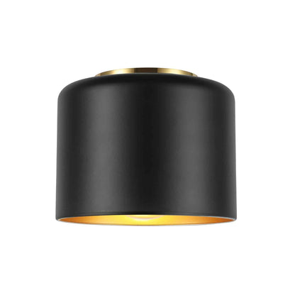 Dainolite EMI-81FH Emilia Flush Mount Ceiling Light Fixture, Dimmable, 8in , Brass and Gold Metal Shade