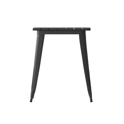 Flash Furniture Declan Commercial Outdoor Dining Table, All Weather Poly Resin Top with Steel Base, 23.75" Square, Black/Black