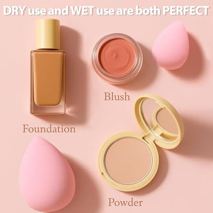 Makeup Sponge Set Foonbe Blender Sponges 7 Pcs for Liquid, Cream, and Powder, Latex Free, Multi colored Beauty Sponges with 1 Mini Sponge, Vegan & Cruelty-Free