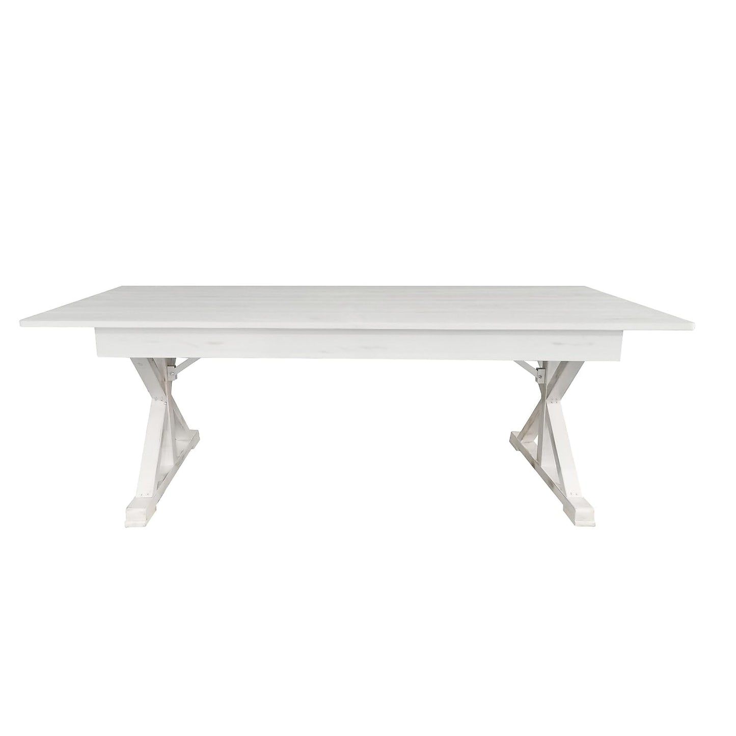 Flash Furniture Hercules Folding Farmhouse Dining Room Table with X Legs, Commercial Grade Rectangular Solid Pine Farm Table for 8, 7' x 40", Antique Rustic White