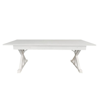 Flash Furniture Hercules Folding Farmhouse Dining Room Table with X Legs, Commercial Grade Rectangular Solid Pine Farm Table for 8, 7' x 40", Antique Rustic White