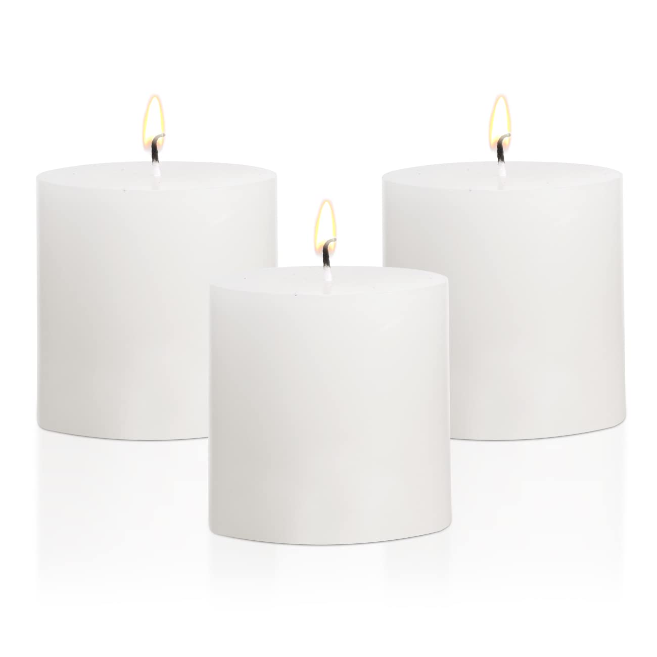 3×3 White Pillar Candles Set of 3 Unscented Handpoured Weddings, Home Decoration, Restaurants, Spa, Church Smokeless Cotton Wick 90 Hour