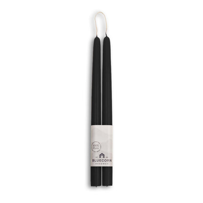 Bluecorn Beeswax Taper Candles, 100% Pure Natural Bees Wax, Pair of 12 Inch Black Tapered Candlesticks, Clean Burning & Dripless, Fragrance Free, Long Lasting, Home Decor, American Made, 1 Count