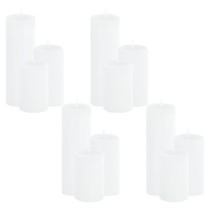 CHICERA 12-Pack White Pillar Candles Bulk Set - 2x3, 2x4, 2x6 Inch Unscented Dripless Pillar Candles for Weddings, Home Decor & Centerpieces - Clean Burning Smokeless Decorative Candles