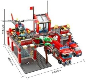 General Jim's Fire Station Multi Emergency Vehicle 774 Piece Modular Building Block Bricks Amazing Colorful 2 Level Fire Station Building Block Bricks Toy with Helipad - for All Building Levels