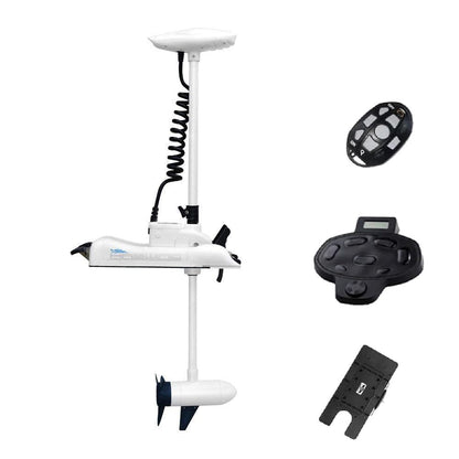 AQUOS Haswing CaymanB Electric Bow Mount 12V Saltwater & Freshwater Trolling Motor - 55lbs Thrust, 54in Shaft, with Wireless Remote & Wireless Foot Control, Quick Release Bracket