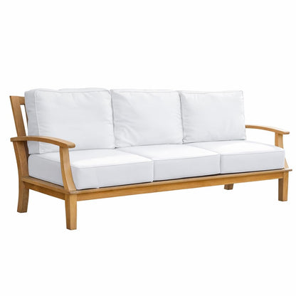 Hives & Honey Pavilion 82" Outdoor Teak Sofa with Cushions, Grade-A Teak Patio Couch, Weather-Resistant Deep Seating for Patio, Deck, Garden – White