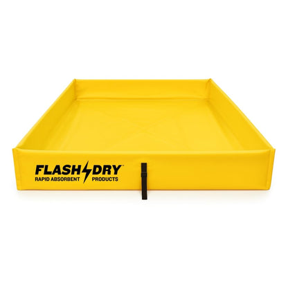 FLASHDRY Portable Spill Containment Berm, Folding Duck Pond 4' x 4', Reusable Oil, Fuel & Chemical Spill Containment Tray, UV-Resistant PVC, Heavy-Duty, Quick & Easy Setup, Garage & Industrial Use