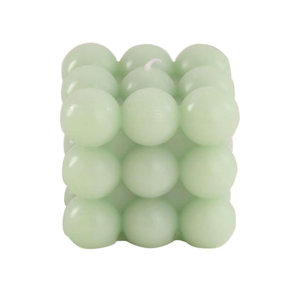 Efavormart 2 Pack Sage Green 2" Bubble Cube Paraffin Wax Candles, Unscented Rubik's Cube Aesthetic Decorative Pillar Candles