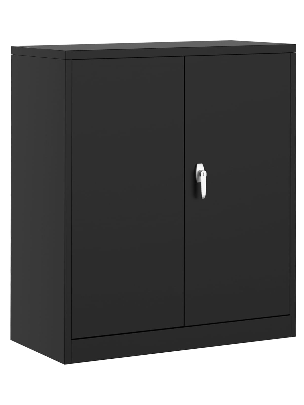 GarveeTech 35" Heavy Duty Metal Wall Cabinet with Lockable Doors, Hanging Steel Storage Cabinet with Adjustable Shelves for Garage Home Office Laundry Room Closet, Black