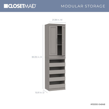 ClosetMaid Modular Storage 21.38-inch W 3-Shelf 4-Drawer Tower Wood Closet System, Smoky Taupe