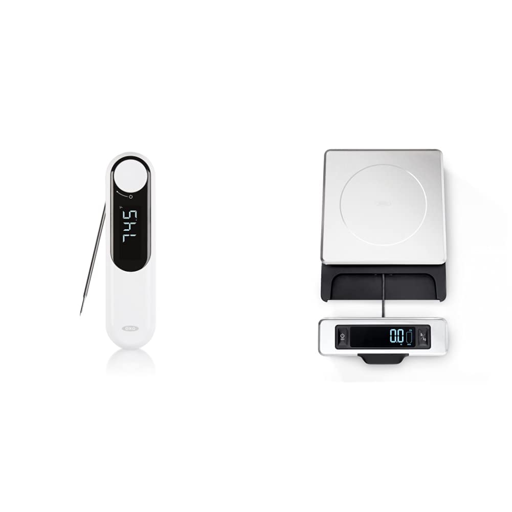 OXO Good Grips Thermocouple Thermometer & Good Grips 11-Pound Stainless Steel Food Scale with Pull-Out Display