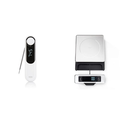 OXO Good Grips Thermocouple Thermometer & Good Grips 11-Pound Stainless Steel Food Scale with Pull-Out Display
