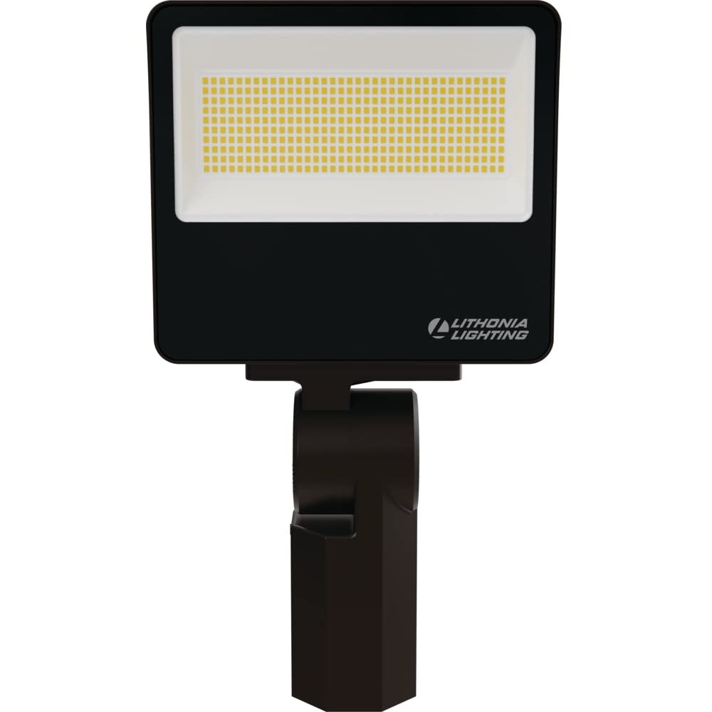 Lithonia Lighting All-in-One LED Flood Light, Waterproof LED Outdoor Light Fixture with Adjustable Brightness and Color Temperature, Yoke or Slipfitter Mount Dusk to Dawn Outdoor Lighting, MVOLT