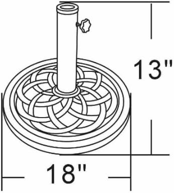 UBP18181-BR 18-Inch Cast Stone Umbrella Base - Rust-Free Composite with Bronze Powder Coated Finish