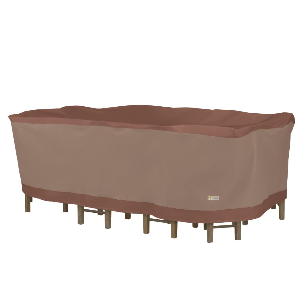 DUCKCOVERS Ultimate Water-Resistant 90 Inch Rectangular/Oval Patio Table with Chairs Cover, Outdoor Table and Chair Cover