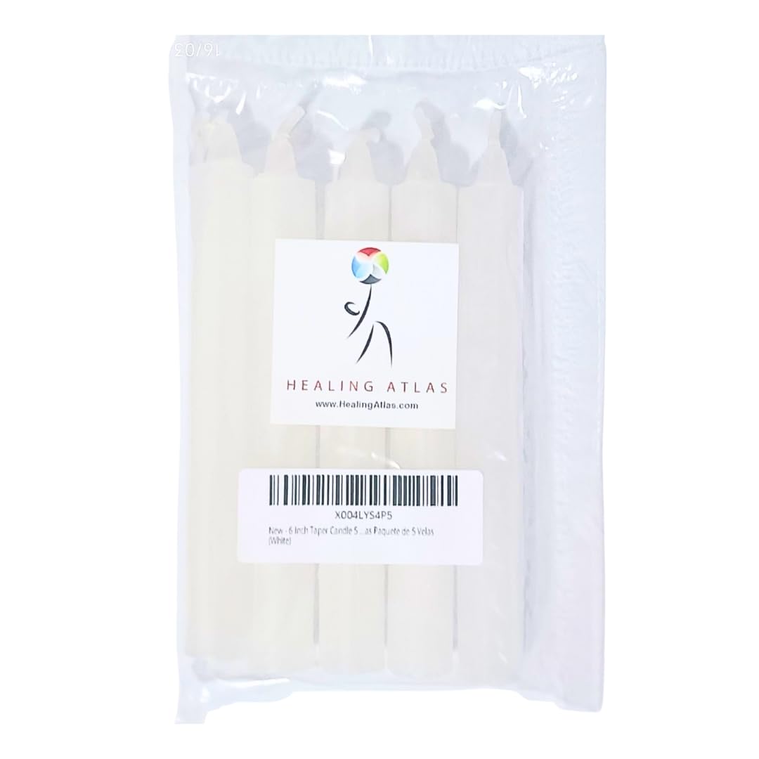 White Spell Candles 6 Inch – 5 Pack Ritual Chime Candles for Wicca, Santeria, Altar, Prayer, Meditation, Manifestation & Spiritual Cleansing (White)