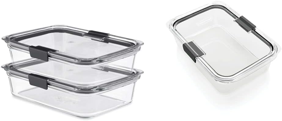 Rubbermaid Brilliance Glass Storage Containers - 8-Cup, 2-Pack with Lids - Large, Clear Design