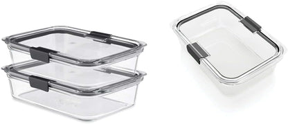 Rubbermaid Brilliance Glass Storage Containers - 8-Cup, 2-Pack with Lids - Large, Clear Design