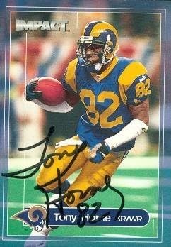 Tony Horne Autographed Football Card (St. Louis Rams) 2000 Skybox Impact No.95