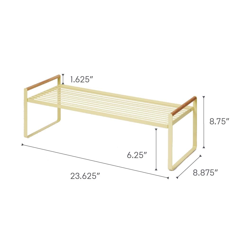 Yamazaki Home Tosca Countertop Wire Shelf - Metal Kitchen Organizer Rack - Steel + Wood -