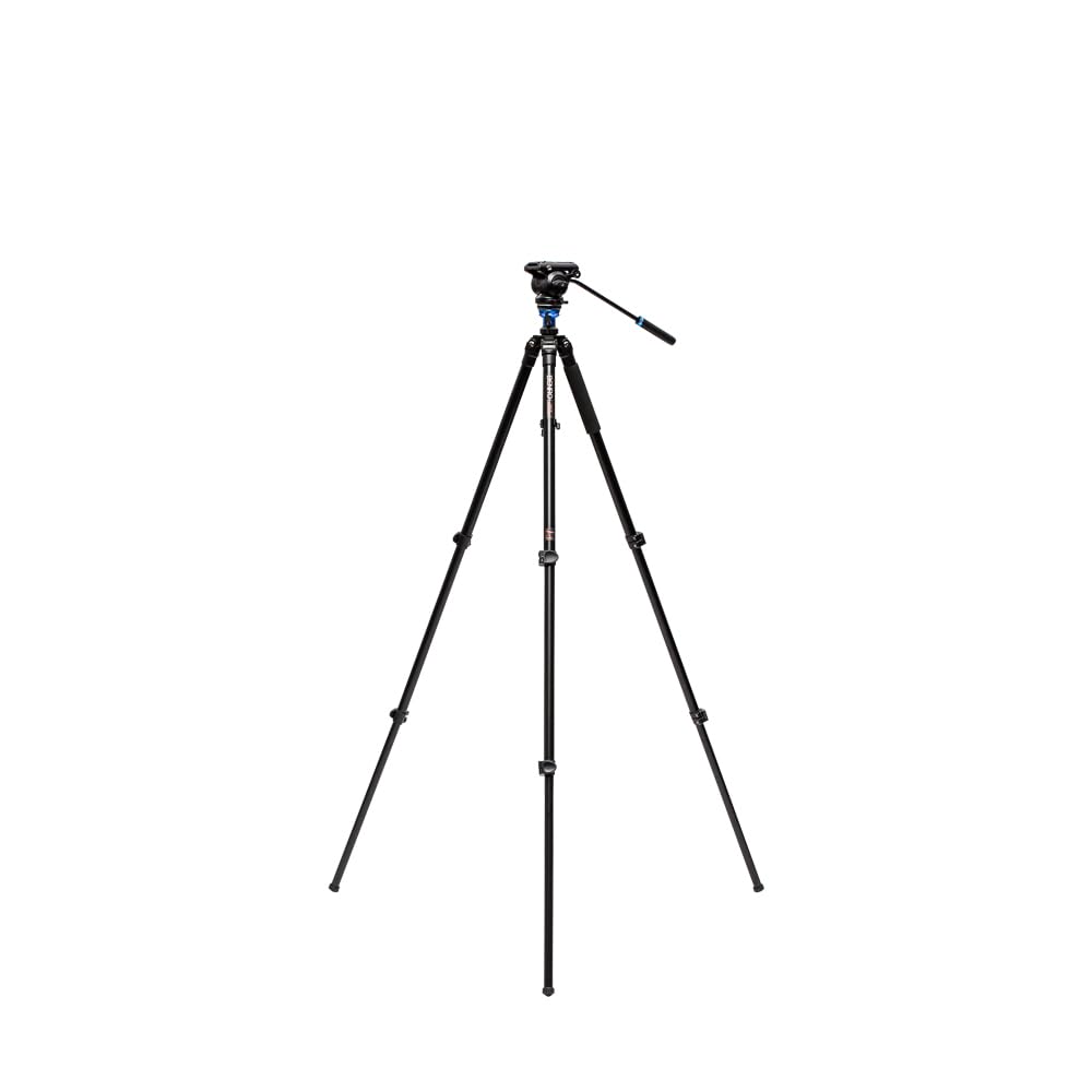 Benro A2573F Aluminum Outdoors Tripod for Spotting Scopes, Binoculars, Rifle Ranges, Leveling Base, Smooth Fluid Head wi/Sliding Plate, Adjustable Legs, Flip Locks, 70" Max Ht, 8.8lb Payload