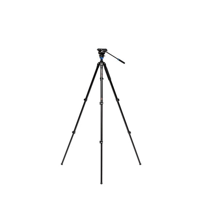 Benro A2573F Aluminum Outdoors Tripod for Spotting Scopes, Binoculars, Rifle Ranges, Leveling Base, Smooth Fluid Head wi/Sliding Plate, Adjustable Legs, Flip Locks, 70" Max Ht, 8.8lb Payload
