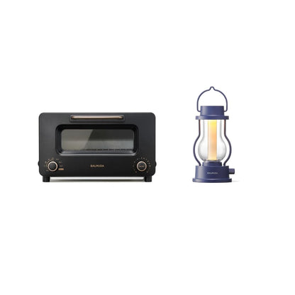 BALMUDA Combo Pack: The Toaster Pro Black & The Lantern Navy | Steam Oven Toaster & Rechargeable LED Lantern