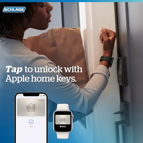 Schlage BE499WB CAM 619 Encode Plus WiFi Deadbolt Smart Lock, Keyless Entry Touchscreen Door Lock with Camelot Trim, Satin Nickel
