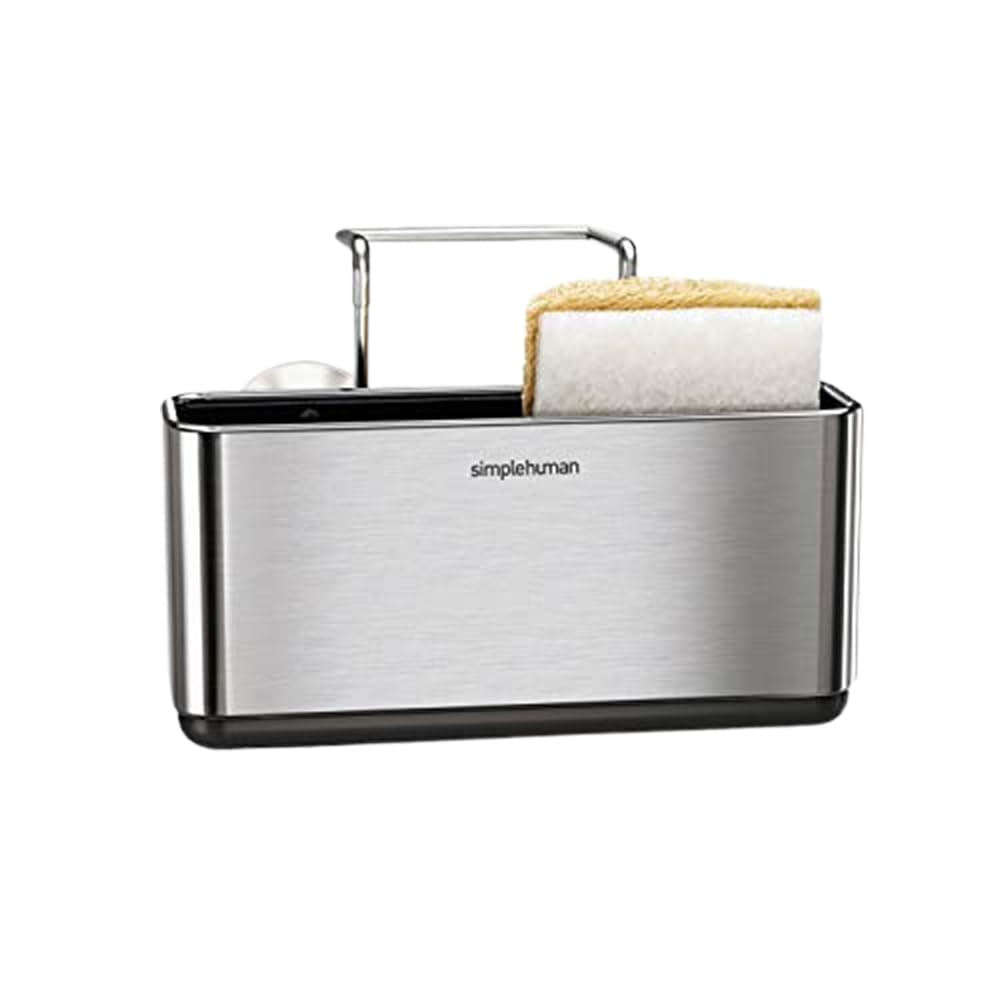 simplehuman Sink Caddy Sponge Holder, Brushed Stainless Steel